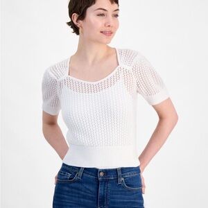 7 For All Mankind White Knit Crop Sweater